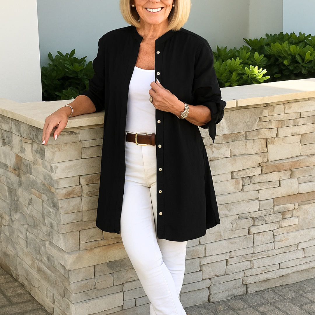 Noor & June™ | Effen overhemd blouse met strik mouwen | Louise