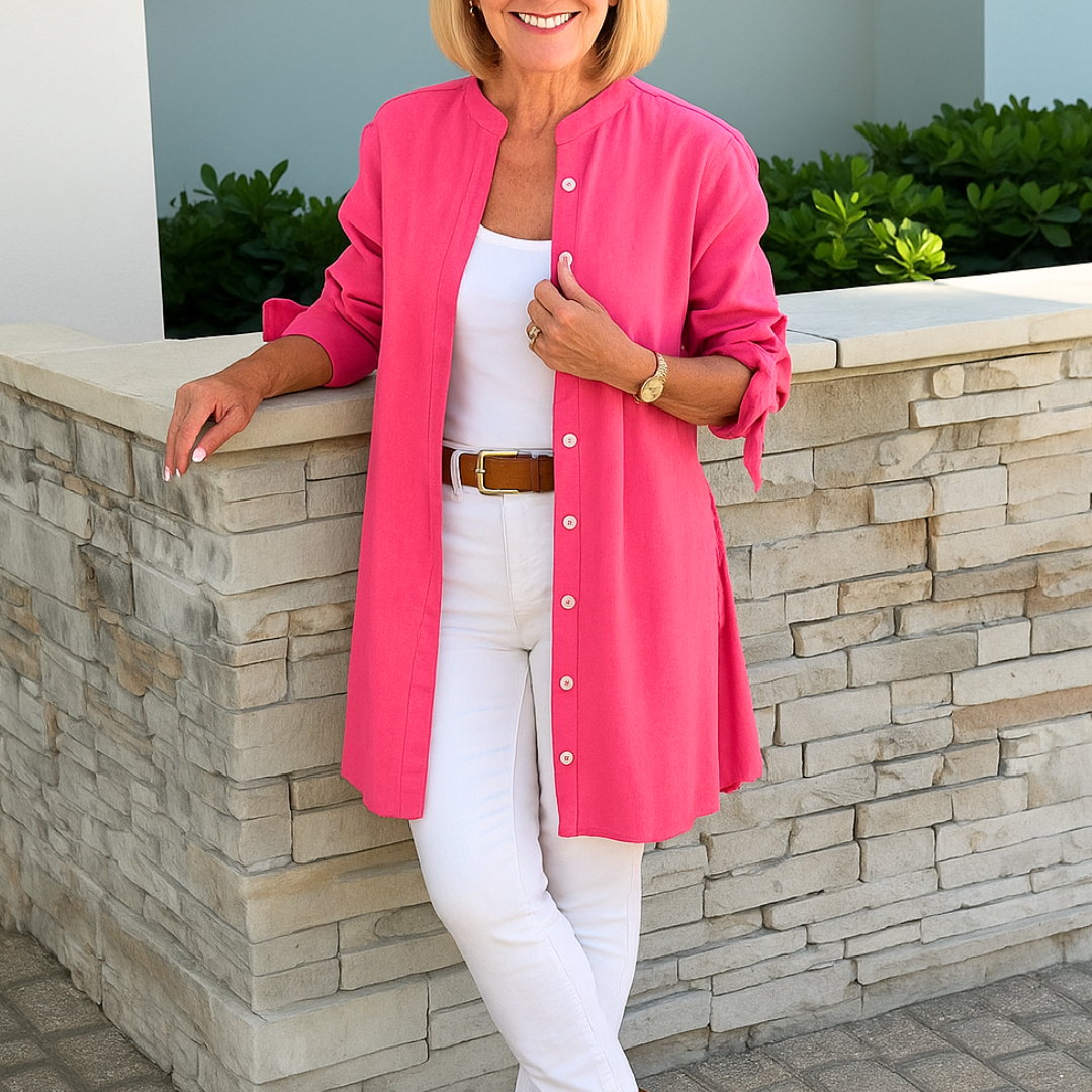 Noor & June™ | Effen overhemd blouse met strik mouwen | Louise