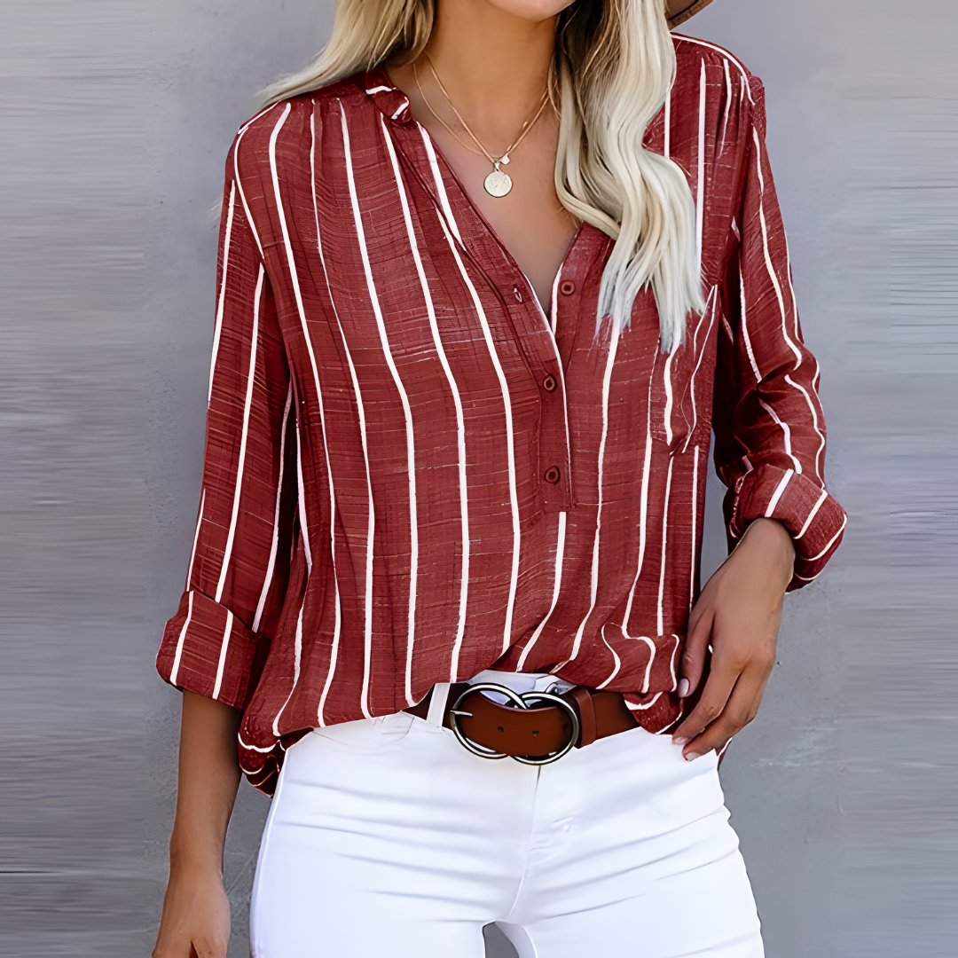 Noor & June™ | Trendy Gestreepte damesblouse | Monica