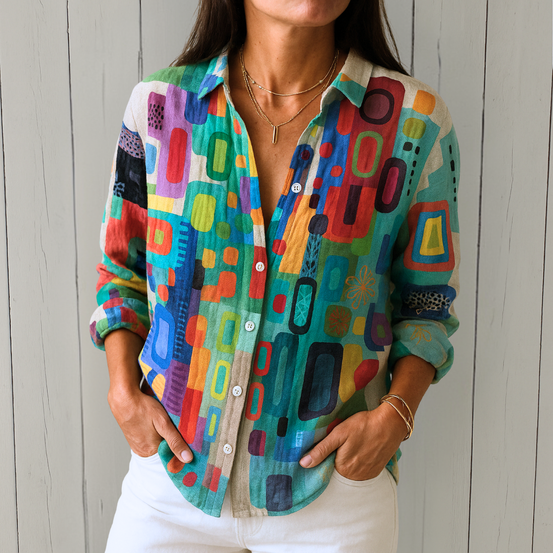 Noor & June™ | Chique tijdloze blouse | Estella Rainbow