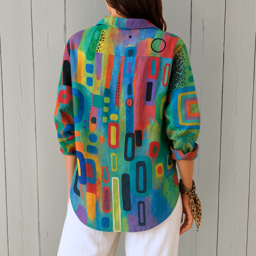 Noor & June™ | Chique tijdloze blouse | Estella Rainbow