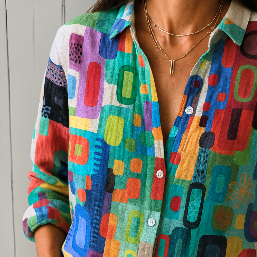 Noor & June™ | Chique tijdloze blouse | Estella Rainbow