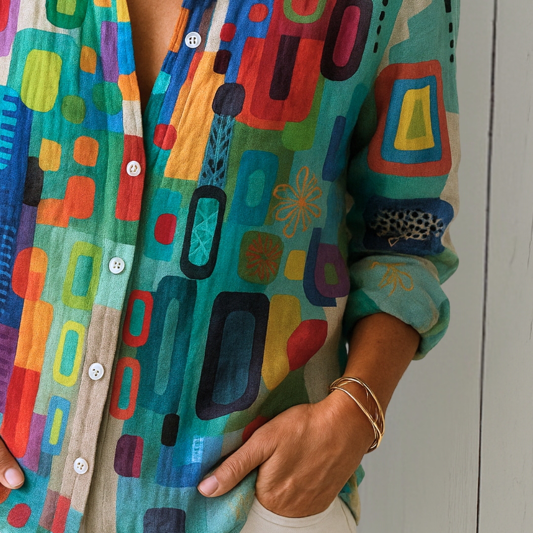 Noor & June™ | Chique tijdloze blouse | Estella Rainbow