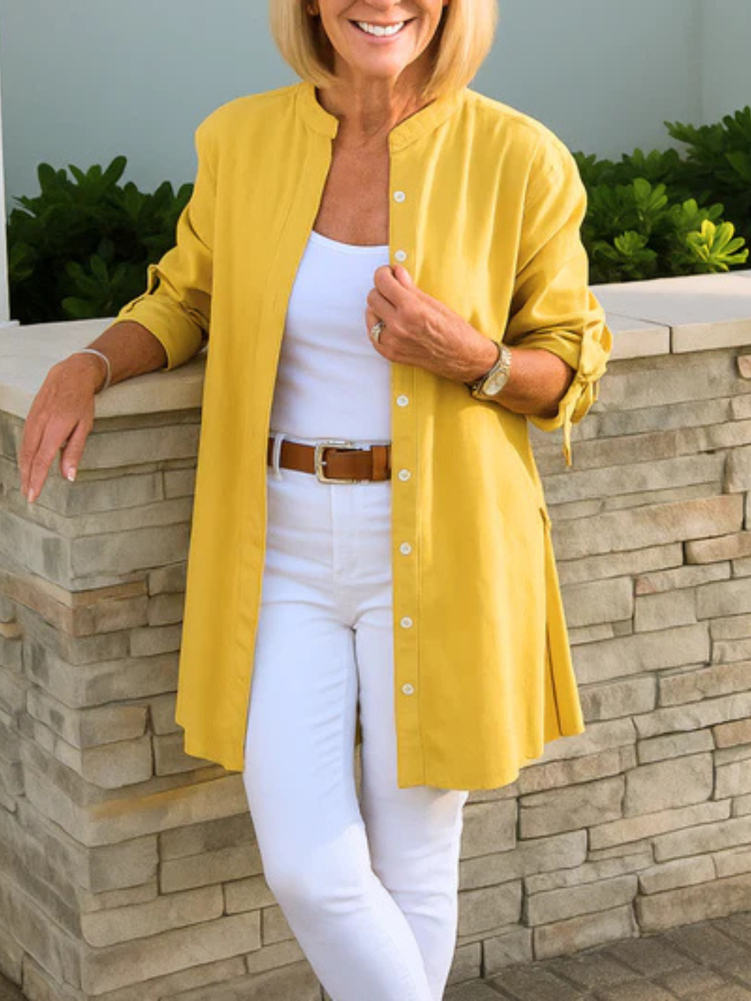 Noor & June™ | Effen overhemd blouse met strik mouwen | Louise