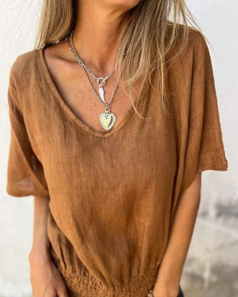Noor & June™ | Casual Ibiza Style Blouse met V-hals | Marie