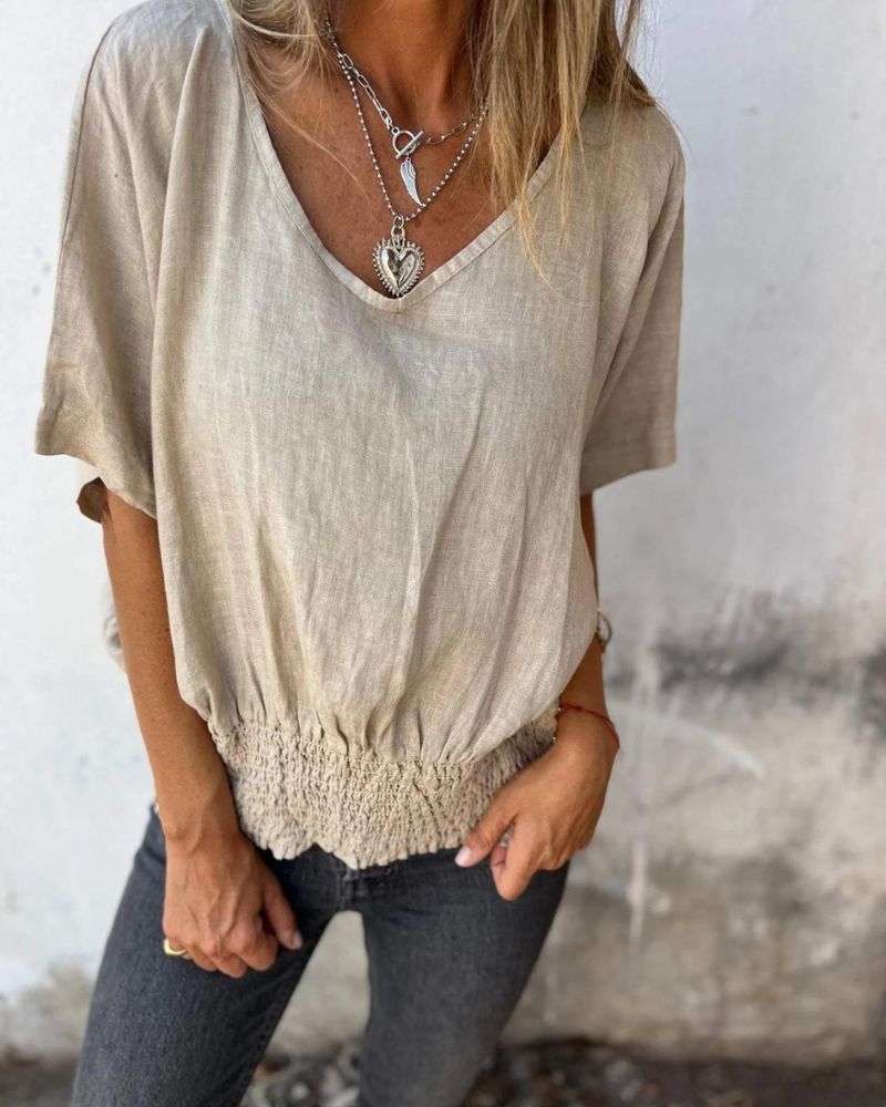 Noor & June™ | Casual Ibiza Style Blouse met V-hals | Marie