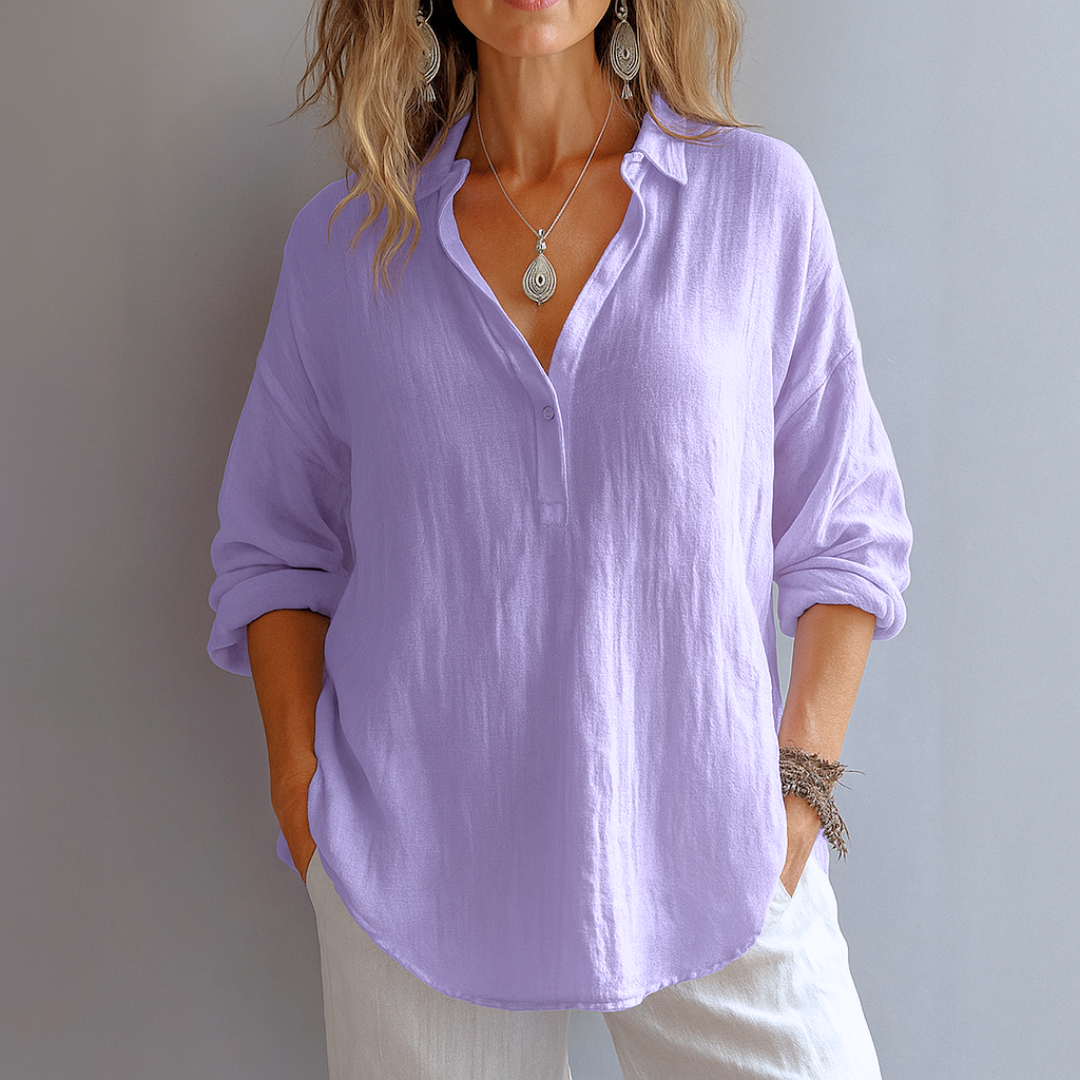 Noor & June™ | Elegante linnen blouse met V-hals | Marianne