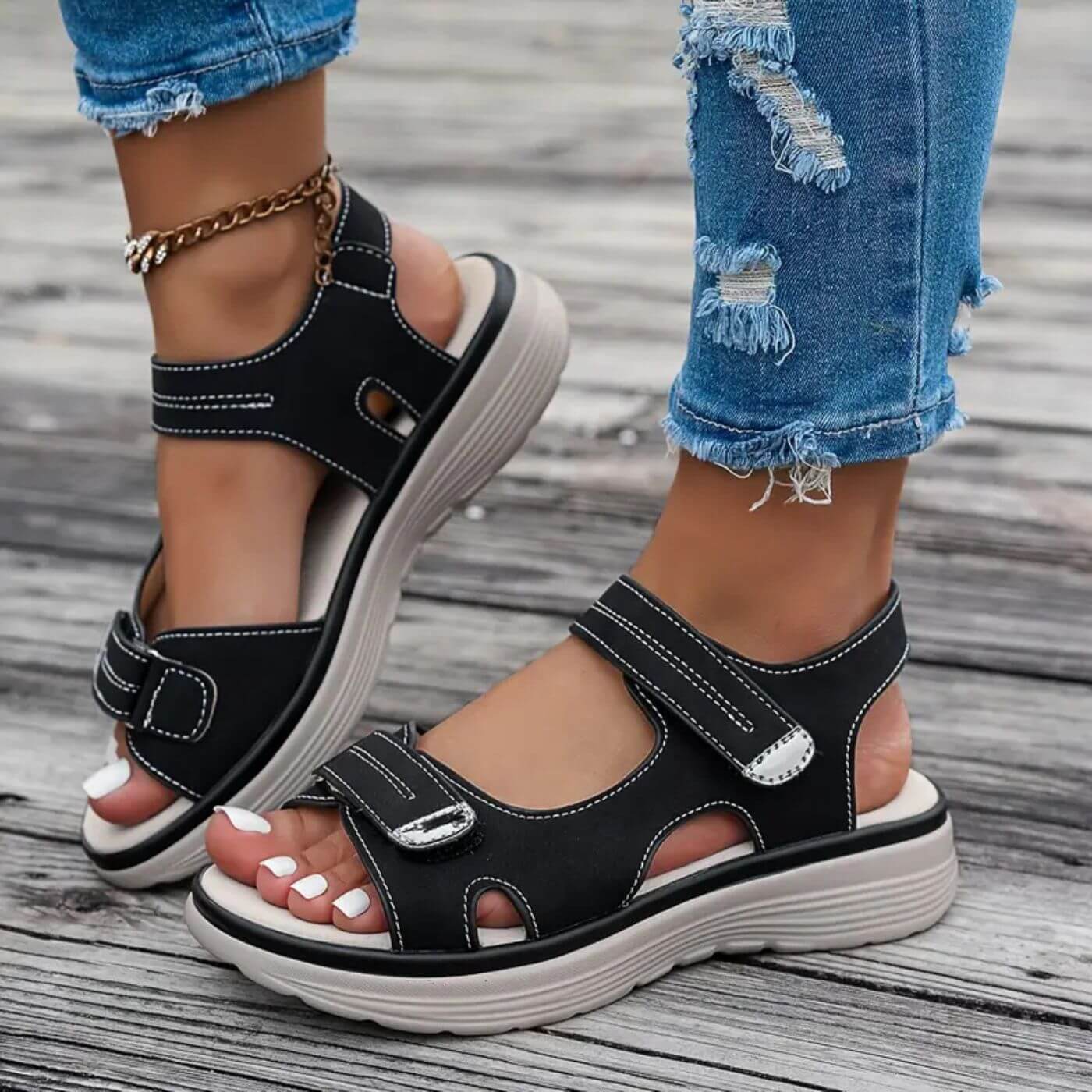 Noor & June™ | Comfortabele sandalen met sleehak en enkelbandje