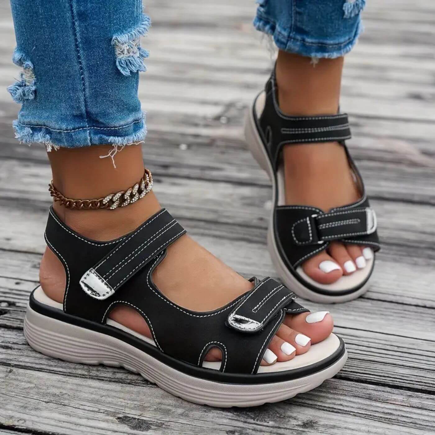 Noor & June™ | Comfortabele sandalen met sleehak en enkelbandje