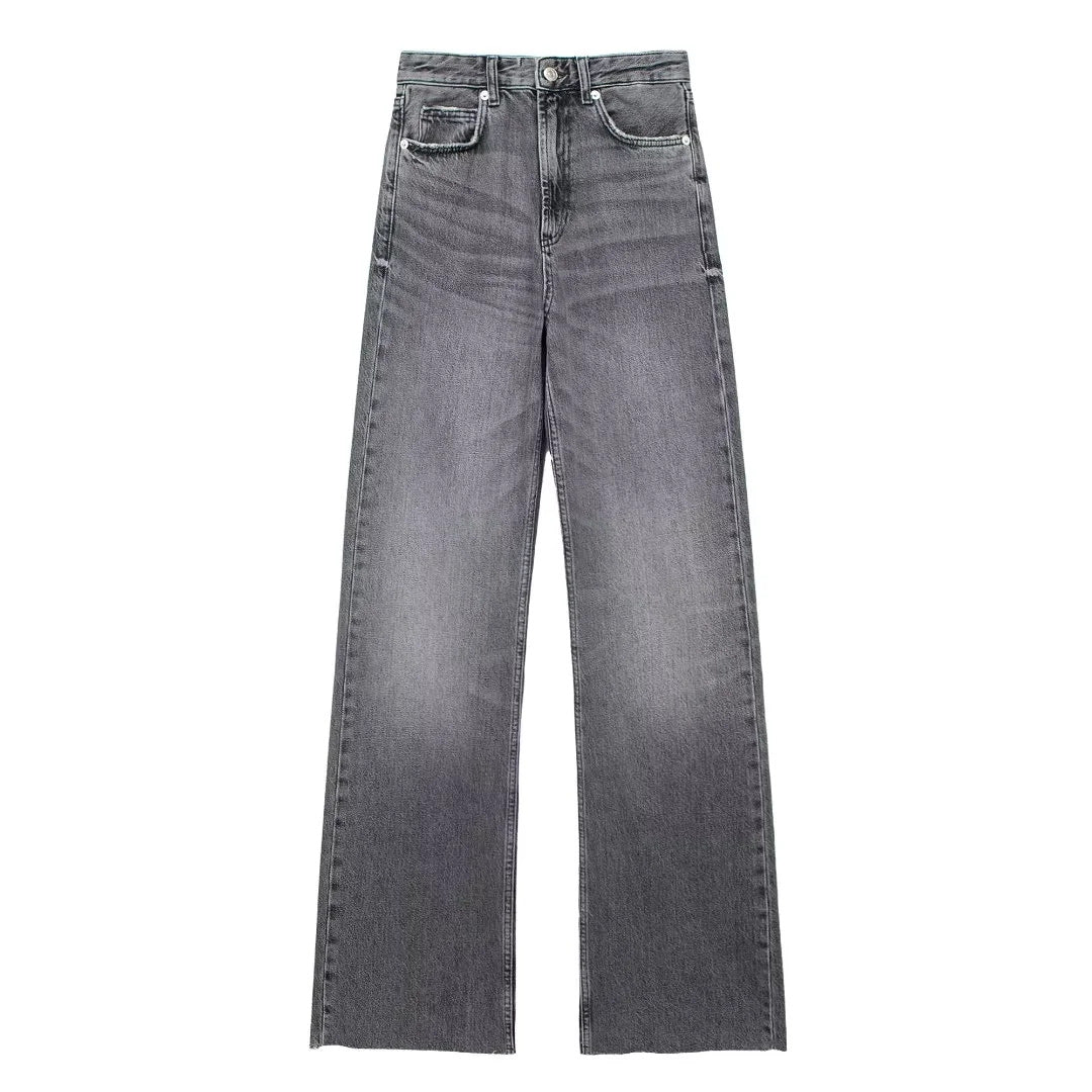 Noor & June™ — Grijze Damesbroek Wide Leg