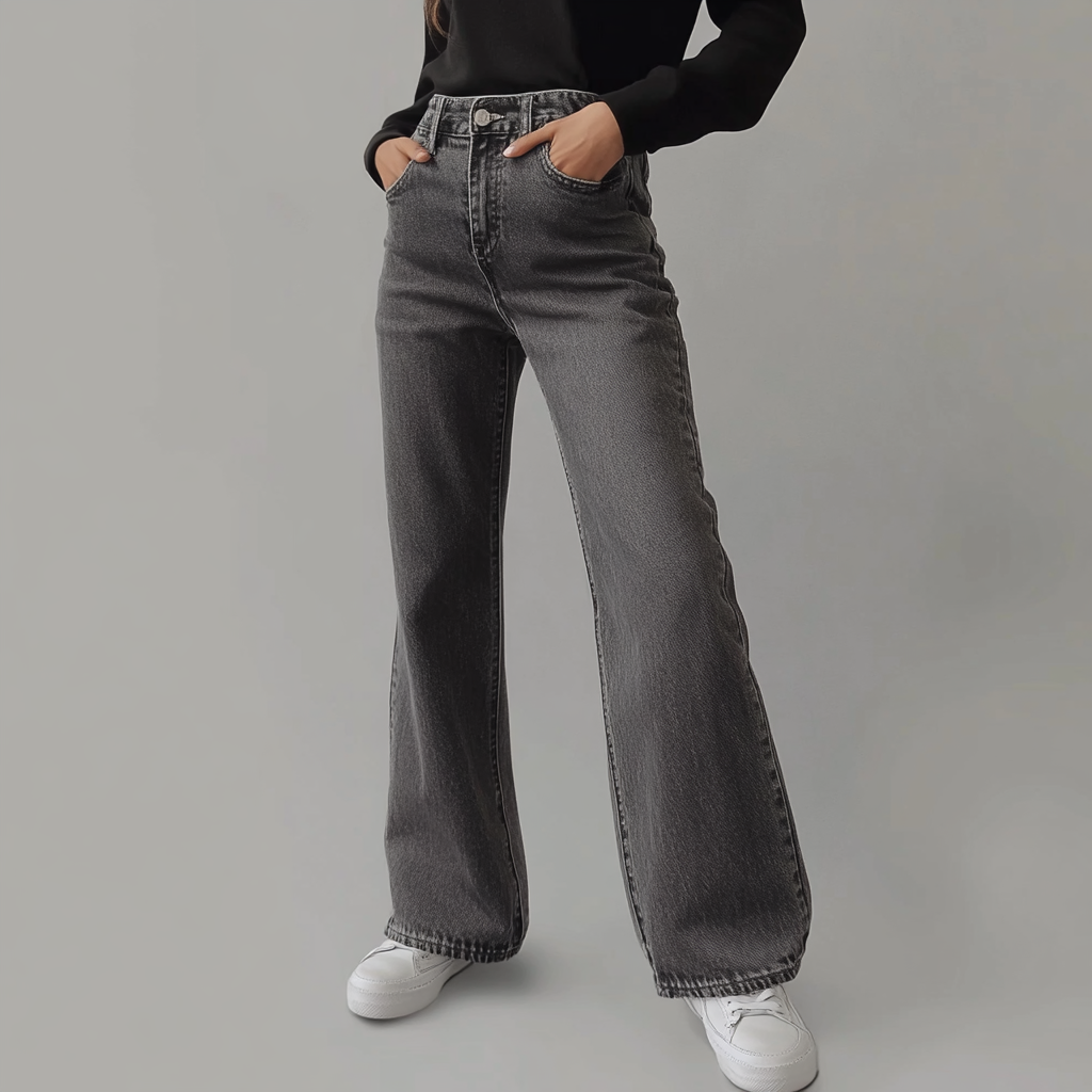 Noor & June™ — Grijze Damesbroek Wide Leg