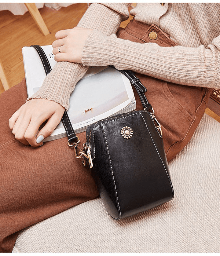 Noor & June™ —  Retro Crossbody Leren Tas