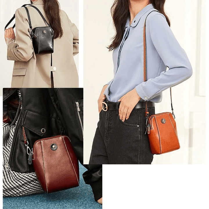Noor & June™ —  Retro Crossbody Leren Tas