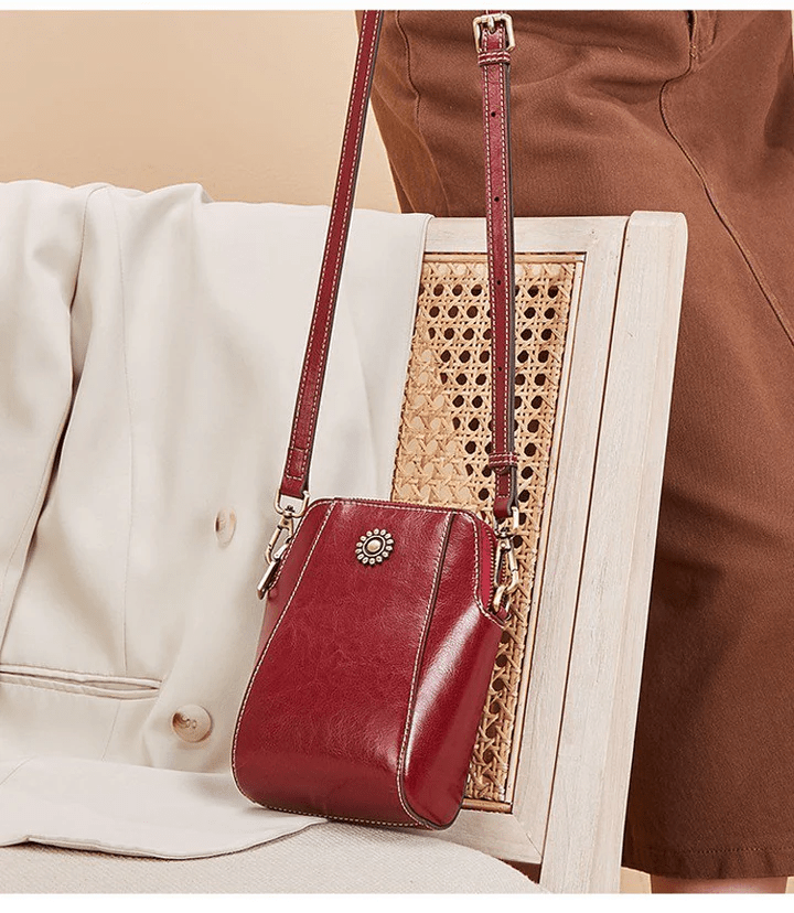 Noor & June™ —  Retro Crossbody Leren Tas